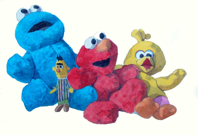 Cookie, Elmo, and Big Bird by Eddie Flotte