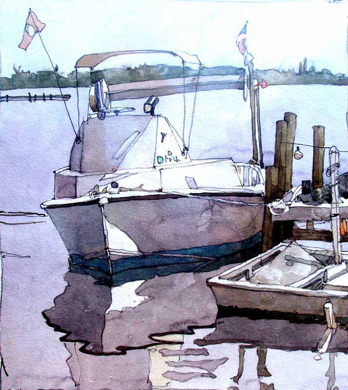 Fishing Boat with Flags by Eddie Flotte