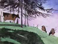 A Most Adventurous Dairy Cow 02 Painting by Eddie Flotte: A Most Adventurous Dairy Cow 02