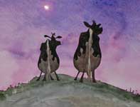 A Most Adventurous Dairy Cow 05 Painting by Eddie Flotte: A Most Adventurous Dairy Cow 05