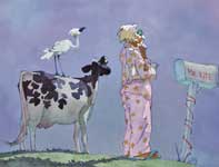 A Most Adventurous Dairy Cow 24 Painting by Eddie Flotte: A Most Adventurous Dairy Cow 24