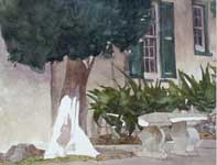Bench at Seabury Hall Painting by Eddie Flotte: Bench at Seabury Hall