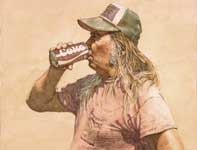 Blondie Freitas with Coke Can Painting by Eddie Flotte: Blondie Freitas with Coke Can