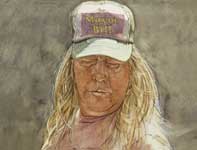 Blondie Freitas with Mayor Bill Hat Painting by Eddie Flotte: Blondie Freitas with Mayor Bill Hat