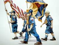 Boy Scouts on Parade Painting by Eddie Flotte: Boy Scouts on Parade