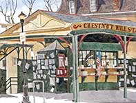 Chestnut Hill Train Station Painting by Eddie Flotte: Chestnut Hill Train Station