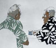 Coffee Talk Painting by Eddie Flotte: Coffee Talk