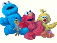 Cookie, Elmo, and Big Bird Painting by Eddie Flotte: Cookie, Elmo, and Big Bird