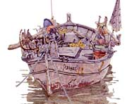 Painting by Eddie Flotte: Corsican Boat