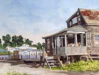 Crabbing on the Egg Harbor River Painting by Eddie Flotte: Crabbing on the Egg Harbor River