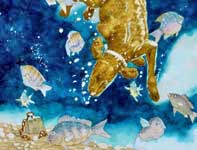 Painting by Eddie Flotte: Diving Dog