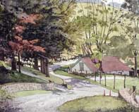 Down From The Barn To The Springhouse Painting by Eddie Flotte: Down From The Barn To The Springhouse