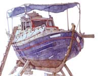 Painting by Eddie Flotte: Dry Dock in Spetses