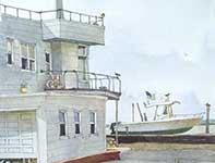 Five Seagulls Painting by Eddie Flotte: Five Seagulls