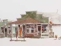 Fong Store With Chickens Painting by Eddie Flotte: Fong Store With Chickens