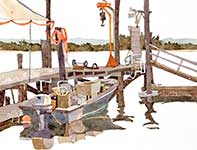 Fred Clarks Crabbing Boat Painting by Eddie Flotte: Fred Clarks Crabbing Boat