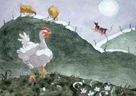 Full Moon Rooster Painting by Eddie Flotte: Full Moon Rooster