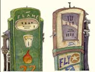Gas Pumps Painting by Eddie Flotte: Gas Pumps