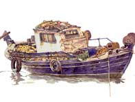 Painting by Eddie Flotte: Greek Boat
