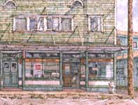 Hew Store with 7up Sign Painting by Eddie Flotte: Hew Store with 7up Sign