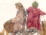 Ladies at Place des Abbesses Painting by Eddie Flotte: Ladies at Place des Abbesses