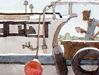 Maalaea Boat With Captain Detail Painting by Eddie Flotte: Maalaea Boat With Captain Detail