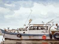 Maalaea Boat With Captain Painting by Eddie Flotte: Maalaea Boat With Captain