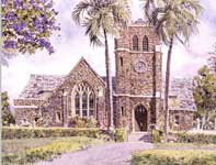 Makawao Union Church Painting by Eddie Flotte: Makawao Union Church