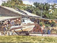 Malcolm's Yard Painting by Eddie Flotte: Malcolm's Yard
