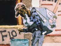 Man Collecting Tin Cans Venice Beach Painting by Eddie Flotte: Man Collecting Tin Cans Venice Beach