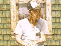 Man on a Crate Painting by Eddie Flotte: Man on a Crate