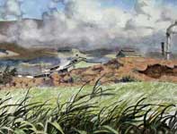 Mill Across the Sugar Cane Painting by Eddie Flotte: Mill Across the Sugar Cane