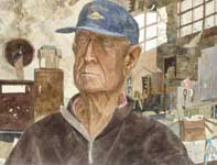 Mr Kuerner In His Barn Painting by Eddie Flotte: Mr Kuerner In His Barn