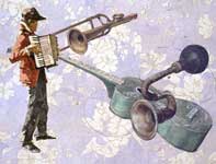 Norma's Closet with Accordion Player Painting by Eddie Flotte: Norma's Closet with Accordion Player
