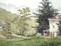 Out Of The Driveway And Up Kuernr's Hill Painting by Eddie Flotte: Out Of The Driveway And Up Kuernr's Hill