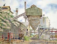 Paia Mill with Shower Tree Painting by Eddie Flotte: Paia Mill with Shower Tree