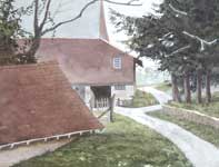 Past The Spring House To The Barn Painting by Eddie Flotte: Past The Spring House To The Barn