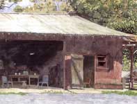 Pau Hana at the Dairy Barns Painting by Eddie Flotte: Pau Hana at the Dairy Barns