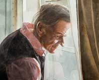 Phoebie at the Window Painting by Eddie Flotte: Phoebie at the Window