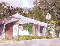 Pink Porch and Green Shingles Painting by Eddie Flotte: Pink Porch and Green Shingles