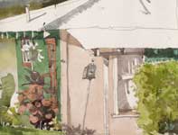 Pink Porch with Mailbox Painting by Eddie Flotte: Pink Porch with Mailbox