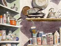 Pots, Pans, and Pigments Painting by Eddie Flotte: Pots, Pans, and Pigments