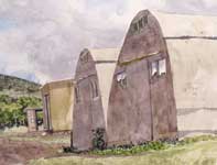 Quonset Huts Painting by Eddie Flotte: Quonset Huts