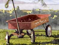 Red Wagon Painting by Eddie Flotte: Red Wagon