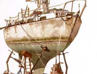 Sail Boat In Dry Dock Painting by Eddie Flotte: Sail Boat In Dry Dock