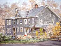 Slate Shingle House Spring Mount Painting by Eddie Flotte: Slate Shingle House Spring Mount