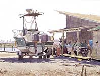 Somers Point Boat Yard Painting by Eddie Flotte: Somers Point Boat Yard