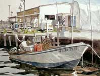 Somers Point Minnow Boat Painting by Eddie Flotte: Somers Point Minnow Boat
