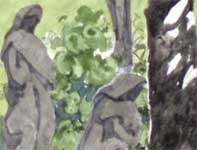 Statues in the Cemetery Painting by Eddie Flotte: Statues in the Cemetery