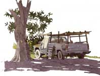 The Caretaker's Truck Painting by Eddie Flotte: The Caretaker's Truck